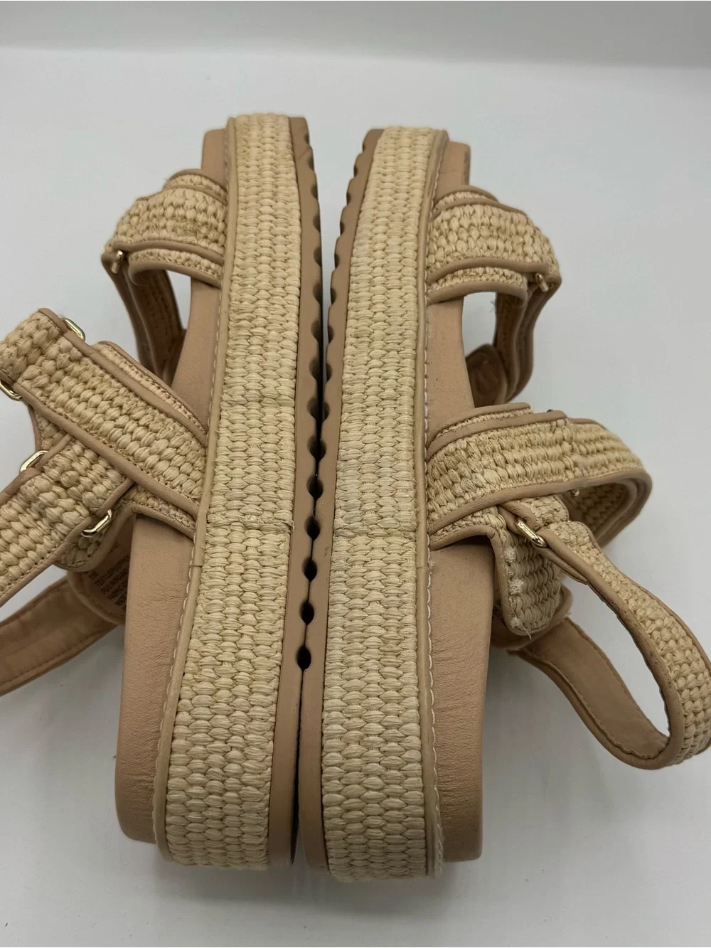 Steve Madden Big Mona Chunky Platform Sandal Natural Raffia size 11 NEW